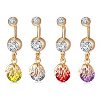 Golden Tangled CZ Gem 316L Surgical Stainless Steel Belly Dangle