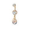 Golden Tangled CZ Gem 316L Surgical Stainless Steel Belly Dangle   Crystal