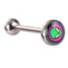 Grey Alien Acrylic Printed 316L Surgical Stainless Steel Tongue Bar 4 Purple Green
