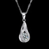 Large Crystal Gem Teardrop Silver Pendant Necklace