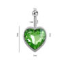 Large Peridot Heart Gem 316L Stainless Steel Belly Bar 1