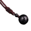 Luck, Love & Happiness Obsidian Stone Bead Necklace   Black 2