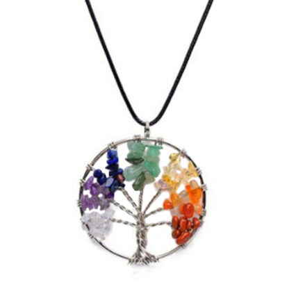 Natural Stone Bead Tree Of Life Pendant Necklace 1