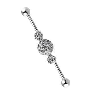 Planets Multi Gem 316L Stainless Steel Industrial Barbell   Crystal