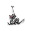 Red CZ Gem Dragon 316L Surgical Stainless Steel Belly Ring