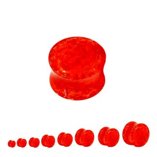 Red Cracked Glass Acrylic Double Flared Plugs (1)