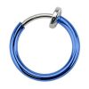 Titanium Anodised Surgical Steel Fake Nose Lip Eyebrow Belly Septum Ring Blue