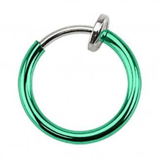 Titanium Anodised Surgical Steel Fake Nose Lip Eyebrow Belly Septum Ring Green