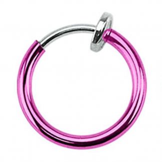 Titanium Anodised Surgical Steel Fake Nose Lip Eyebrow Belly Septum Ring Pink