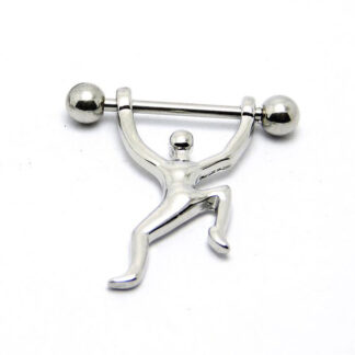 Weightlifter 316L Stainless Steel Nipple Barbell Dangle