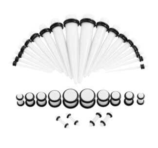 White Acrylic Plugs & Tapers Stretching Kit (36pc)