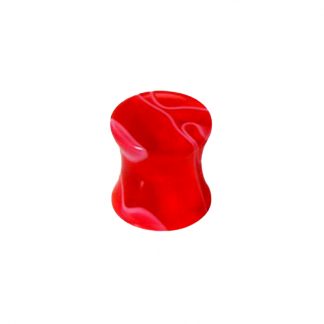 Black & Red Marbled Acrylic Double Flared Plug   Red