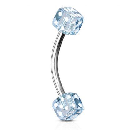 Coloured Acrylic Dice 316L Stainless Steel Curves Light Blue