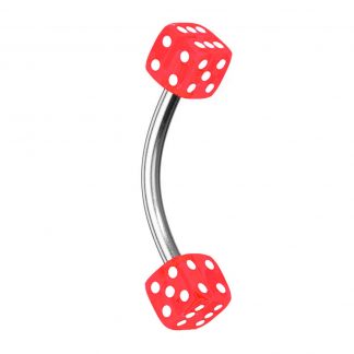 Coloured Acrylic Dice 316L Stainless Steel Curves Light Red