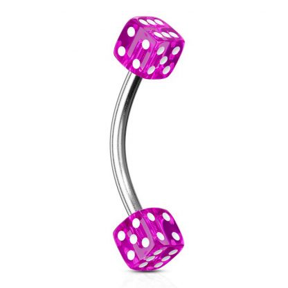 Coloured Acrylic Dice 316L Stainless Steel Curves Purple