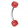 Coloured Acrylic Dice 316L Stainless Steel Curves Red