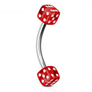Coloured Acrylic Dice 316L Stainless Steel Curves Red