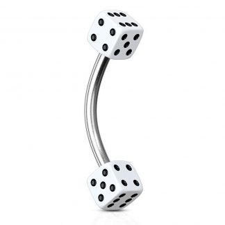 Coloured Acrylic Dice 316L Stainless Steel Curves White