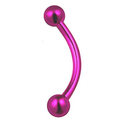 Titanium Anodised Round Ball Surgical Steel Curved Barbell Banana Barbell Piercing   Pink