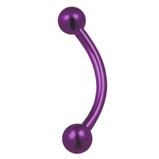 Titanium Anodised Round Ball Surgical Steel Curved Barbell Banana Barbell Piercing   Purple