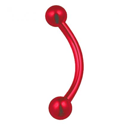Titanium Anodised Round Ball Surgical Steel Curved Barbell Banana Barbell Piercing   Red