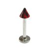 UV Coloured Acrylic Spiked Labret   16ga Black & Red 2