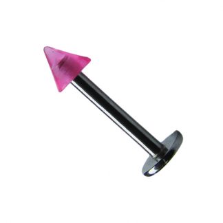 UV Coloured Acrylic Spiked Labret   16ga   Fluro Pink 1