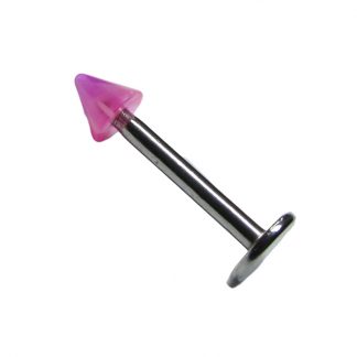 UV Coloured Acrylic Spiked Labret   16ga   Pink, White & Clear 2