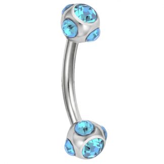 18g Pacific Opal Multi Gem Round Ball 316L Surgical Stainless Steel Curved Bar Eyebrow Conch Daith Cartilage Piercing