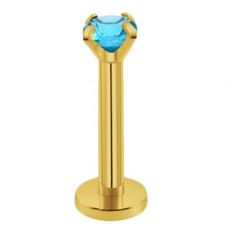 Internally Threaded Gold Surgical Steel Labret Monroe Cartilage Tragus Piercing Stud   Turquoise