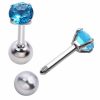 Round Pacific Opal CZ Gemstone Surgical Steel Labret Lip Piercing Monroe Helix Cartilage Tragus Daith Earring Stud End