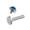 Surgical Steel Internally Threaded Blue Green Opal Stone Labret Monroe Lip Ring Ear Helix Tragus Piercing Stud Threadding
