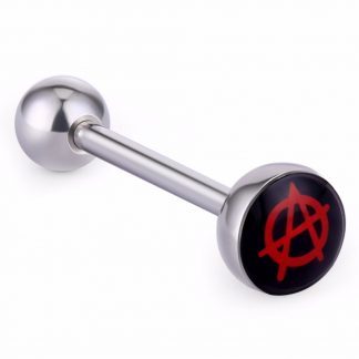 Acrylic Printed 316L Surgical Stainless Steel Tongue Ring   Anarchy