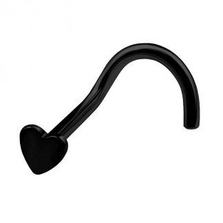 20g Black Surgical Steel Heart Shaped Nose Screw