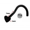 20g Black Surgical Steel Heart Shaped Nose Screw Size