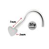 20g Surgical Steel Heart Shaped Nose Screw Size