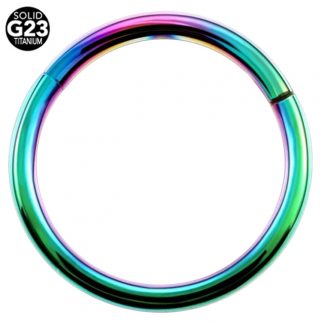 14g G23 Rainbow Titanium Hinged Segment Clicker Ring Nipple Ear Cartilage Eyebrpw Lip Piercing