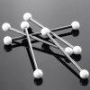 14g G23 Titanium & Faux Pearl Industrial Barbell Scaffold Piercing Jewelry Display