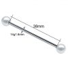 14g G23 Titanium & Faux Pearl Industrial Barbell Scaffold Piercing Jewelry Size