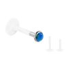 16g Bioflex Blue Opal Crystal & Surgical Steel Labret Lip Bar Ear Cartilage Piercing