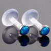 16g Bioflex Blue Opal Crystal & Surgical Steel Labret Lip Bar Ear Cartilage Piercings