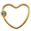 16g Surgical Steel  Gold Jeweled Daith Heart Cartilage Septum Piercing Jewelry