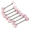 14g Surgical Steel Clear & Pink Glitter 14mm Tongue Bar Nipple Barbell Piercings
