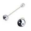 14g Yin & Yang 18mm 316L Stainless Steel Barbell Tongue Bar Front