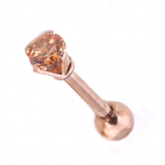 16g Rose Gold 3mm Round Crystal Gemstone Surgical Steel Piercing Monroe Helix Cartilage Tragus Earring Stud
