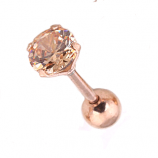 16g Rose Gold 5mm Round Crystal Gemstone Surgical Steel Piercing Monroe Helix Cartilage Tragus Earring Stud