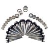 Silver Surgical Stainless Steel Screw Fit Plugs & Tapers Stretching Kit