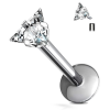 Triangle Shaped Crystal CZ Gem 316L Surgical Stainless Steel Labret Monroe Stud