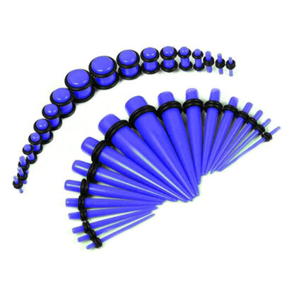 Dark Blue Acrylic Plugs & Tapers Stretching Kit (36PC)