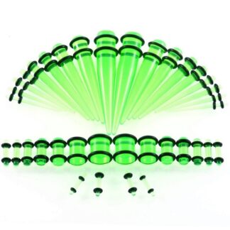 Transparent Green Acrylic Plugs & Tapers Stretching Kit (36PCs)
